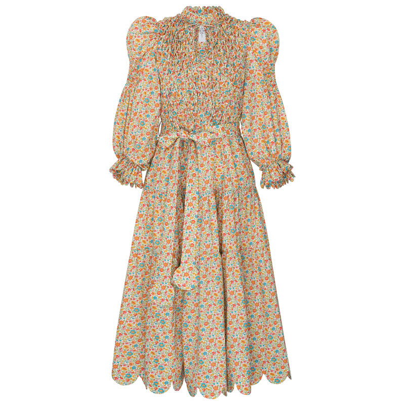 fleur midi dress Fleur floral-print midi dress in White, XL / White