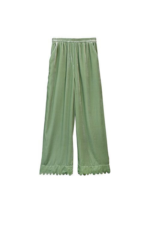 FERDI pistachio velvet scallop edge pants