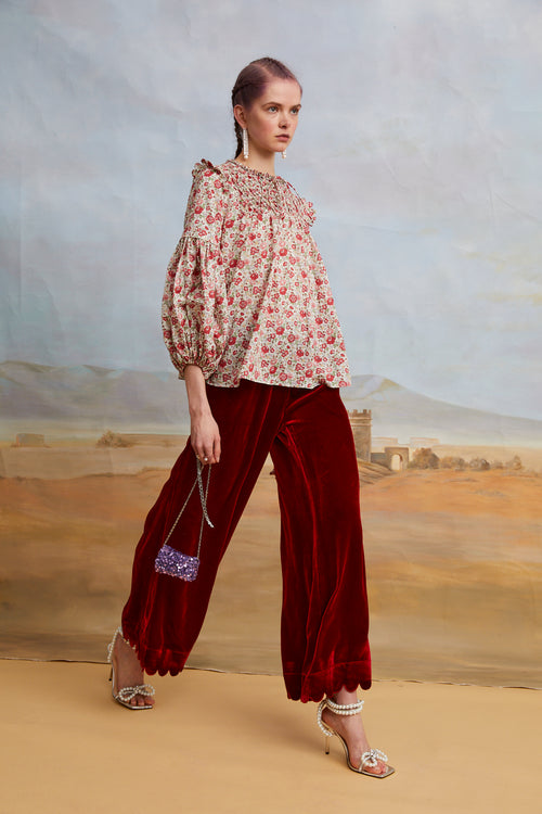 FERDI burgundy velvet pants