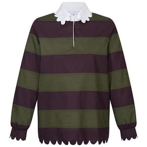 IZZY faux rugby patchwork-stripe lined shirt