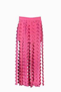 LEILANI silk crepe hand crafted wave edge fringe maxi skirt